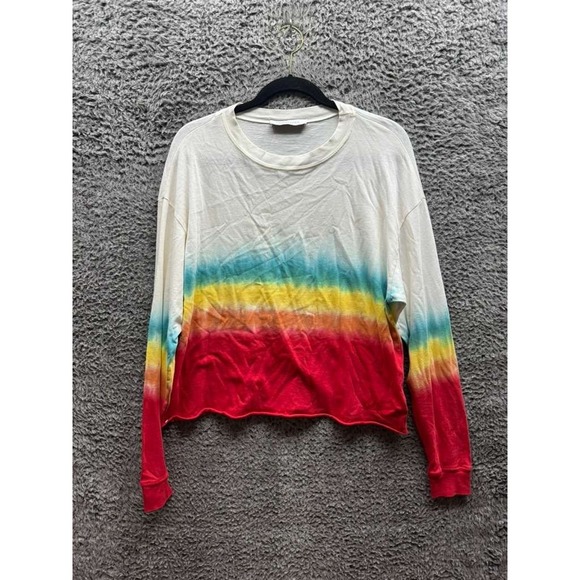 Daydreamer Rainbow Tie Dye Cotton Long Sleeve Tee Top Multicolor Womens Size S - Picture 1 of 11